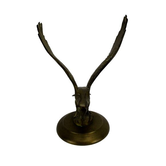 American Bald Eagle Landing Brass Statue Figure on Brass Base 7.5" x 5" wide - Picture 5 of 7